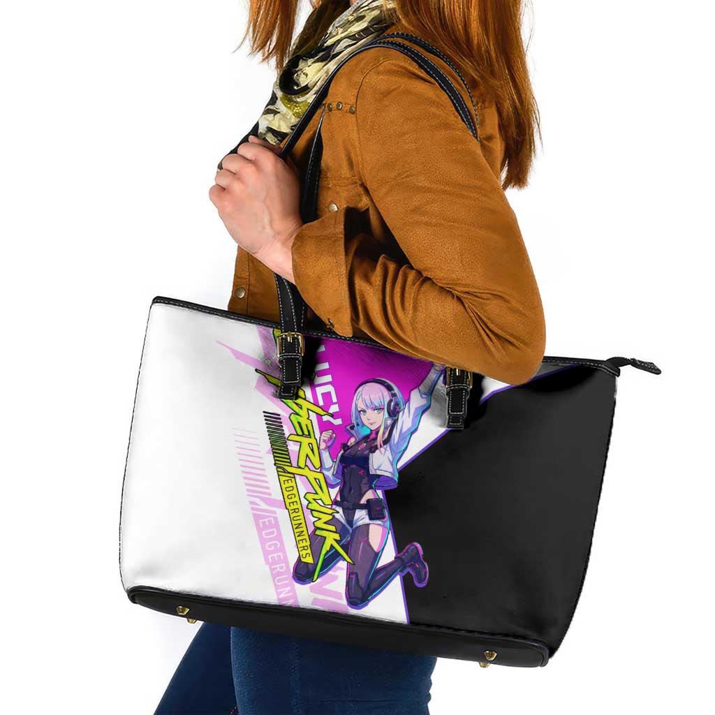 Lucy Cyberpunk Edgerunners Leather Tote Bag Neon Techwear Anime Style