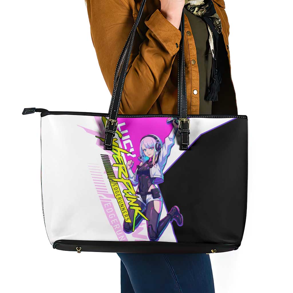 Lucy Cyberpunk Edgerunners Leather Tote Bag Neon Techwear Anime Style