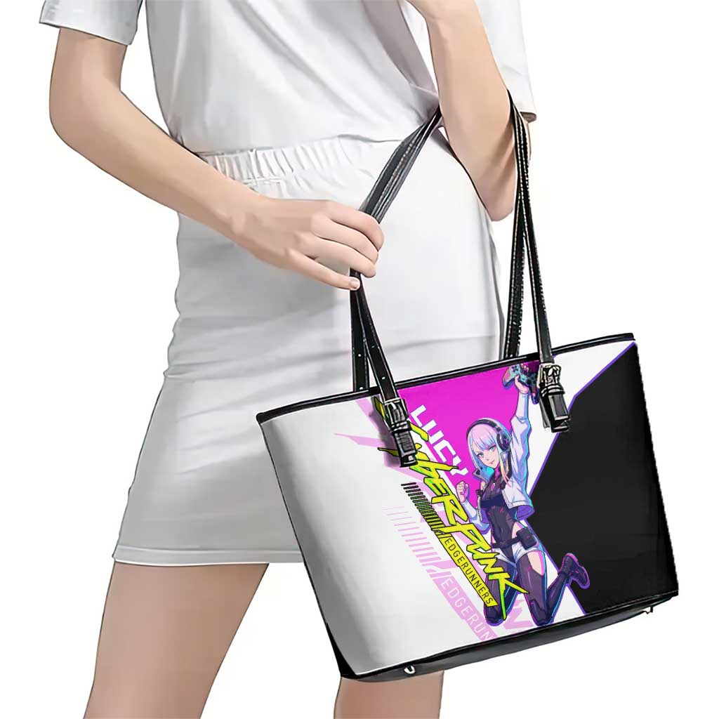 Lucy Cyberpunk Edgerunners Leather Tote Bag Neon Techwear Anime Style