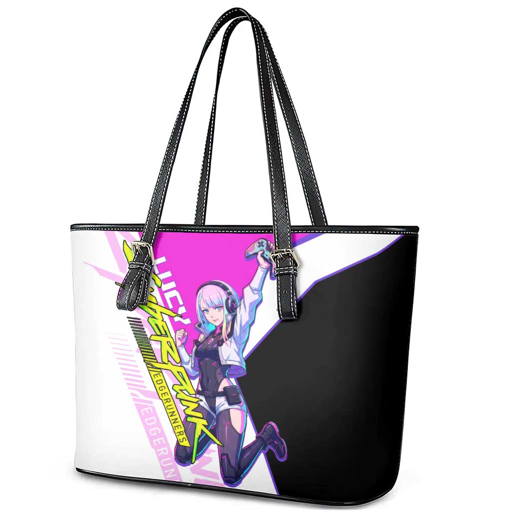 Lucy Cyberpunk Edgerunners Leather Tote Bag Neon Techwear Anime Style