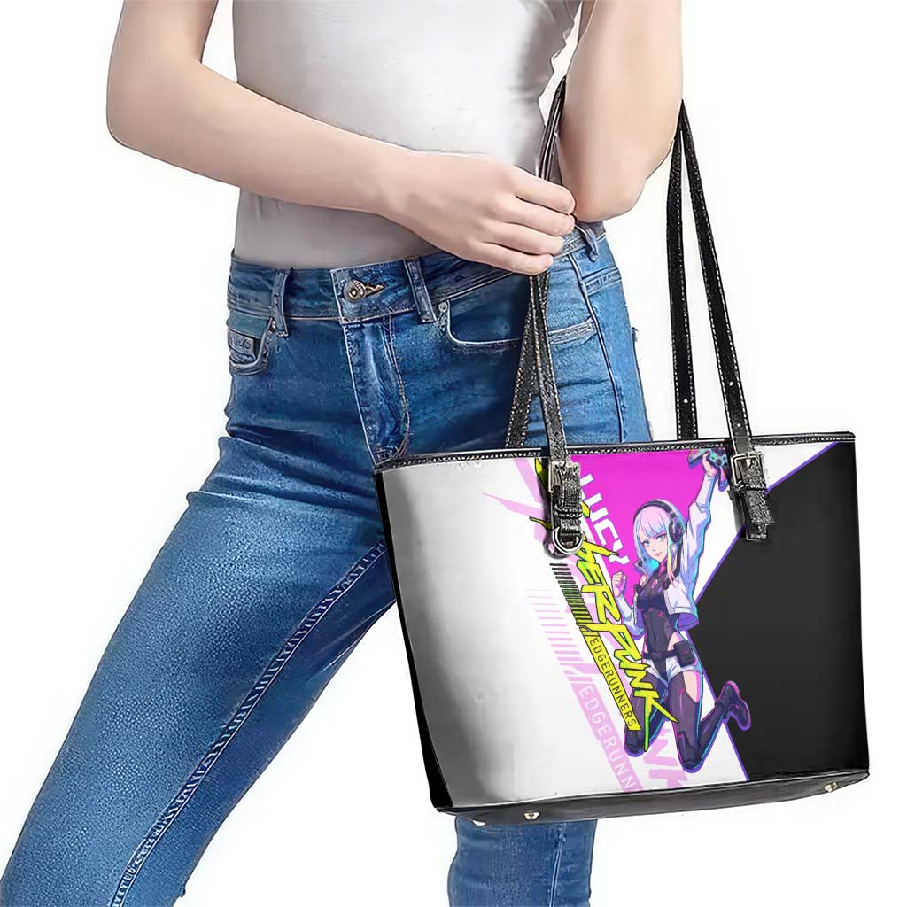 Lucy Cyberpunk Edgerunners Leather Tote Bag Neon Techwear Anime Style