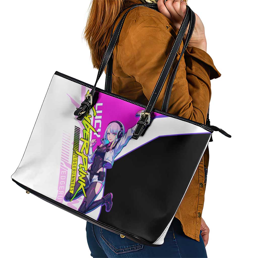 Lucy Cyberpunk Edgerunners Leather Tote Bag Neon Techwear Anime Style