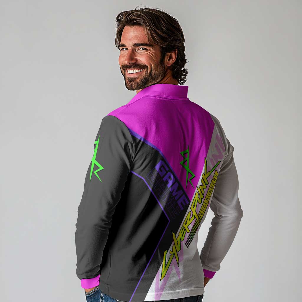 Lucy Cyberpunk Edgerunners Long Sleeve Polo Shirt Neon Techwear Anime Style