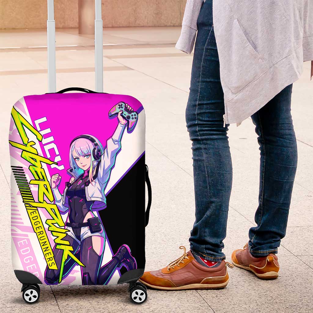 Lucy Cyberpunk Edgerunners Luggage Cover Neon Techwear Anime Style