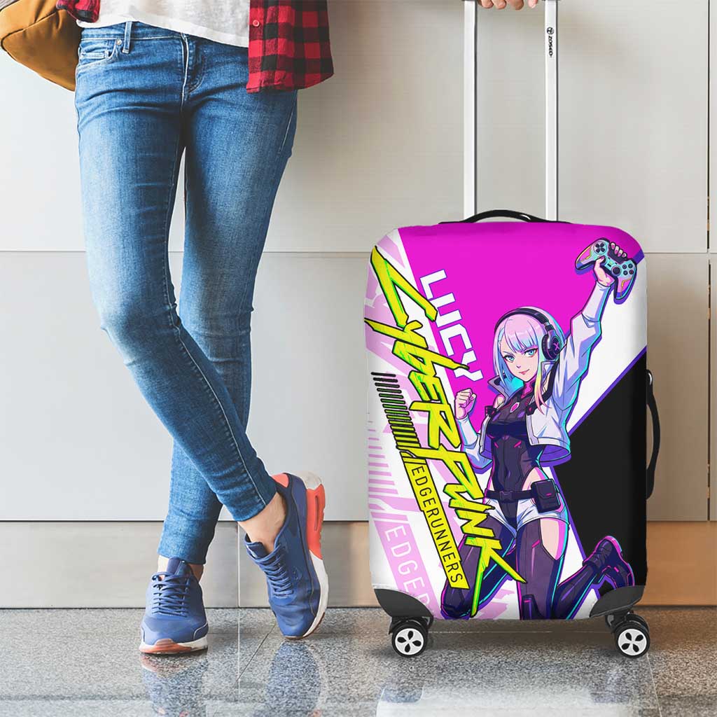 Lucy Cyberpunk Edgerunners Luggage Cover Neon Techwear Anime Style