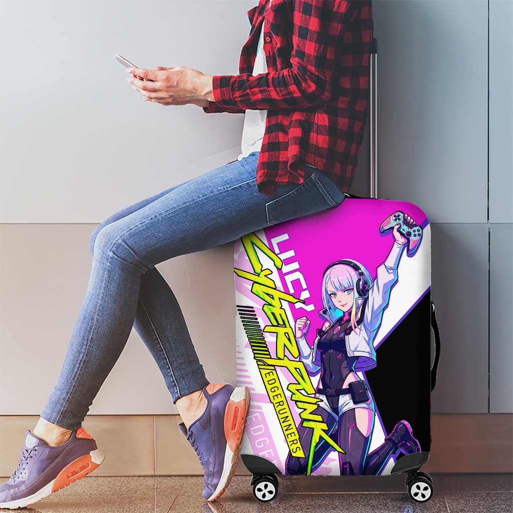 Lucy Cyberpunk Edgerunners Luggage Cover Neon Techwear Anime Style
