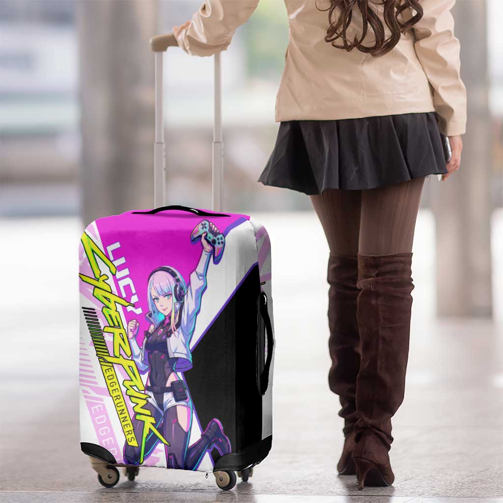 Lucy Cyberpunk Edgerunners Luggage Cover Neon Techwear Anime Style