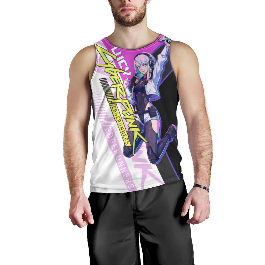 Lucy Cyberpunk Edgerunners Men Tank Top Neon Techwear Anime Style