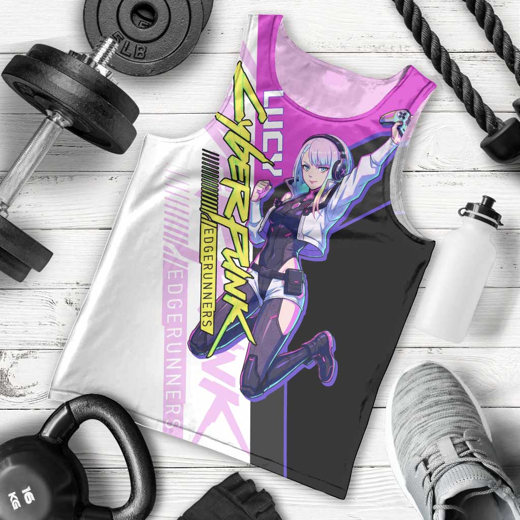 Lucy Cyberpunk Edgerunners Men Tank Top Neon Techwear Anime Style