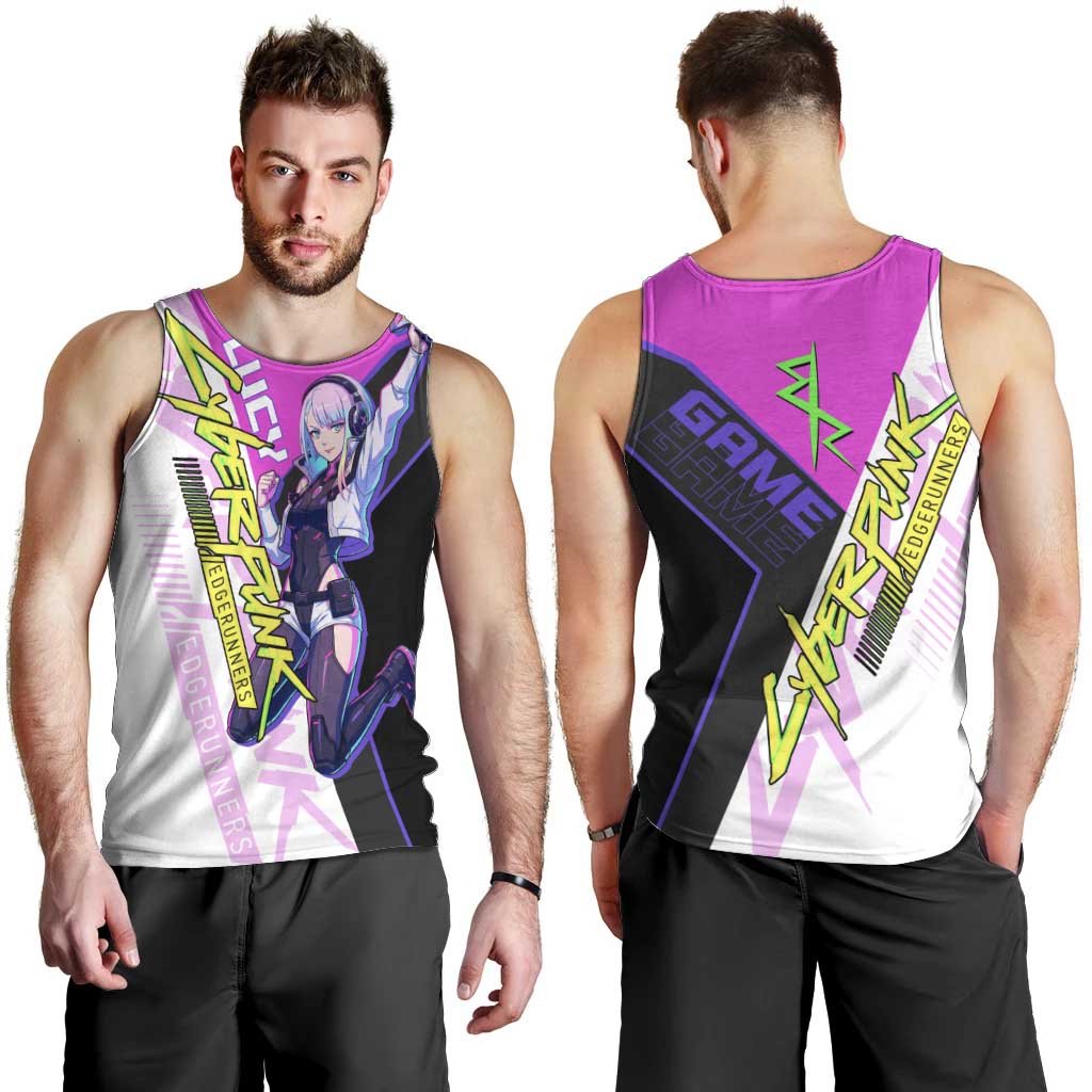 Lucy Cyberpunk Edgerunners Men Tank Top Neon Techwear Anime Style