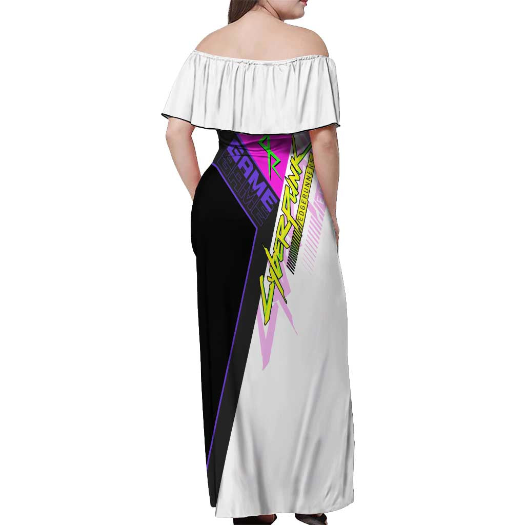 Lucy Cyberpunk Edgerunners Off Shoulder Maxi Dress Neon Techwear Anime Style
