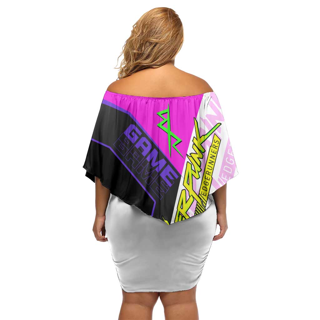 Lucy Cyberpunk Edgerunners Off Shoulder Short Dress Neon Techwear Anime Style