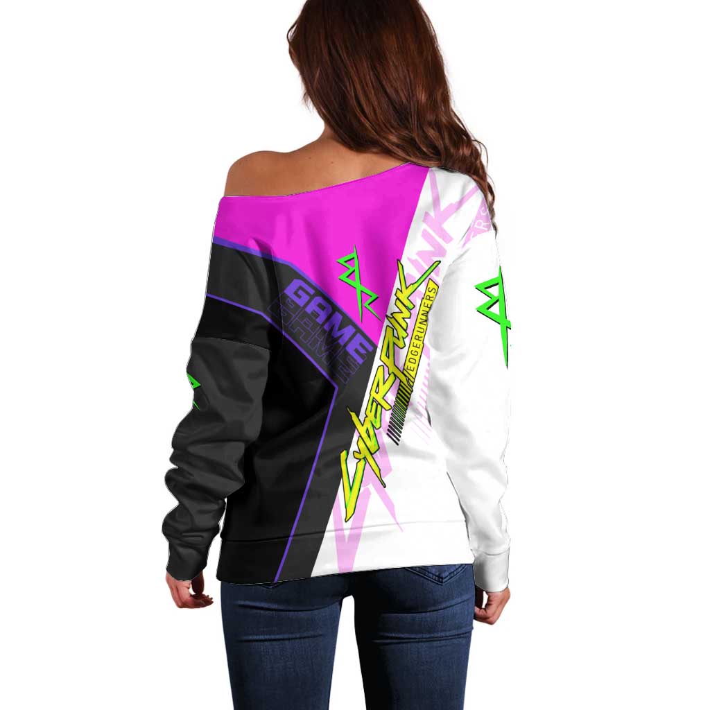Lucy Cyberpunk Edgerunners Off Shoulder Sweater Neon Techwear Anime Style