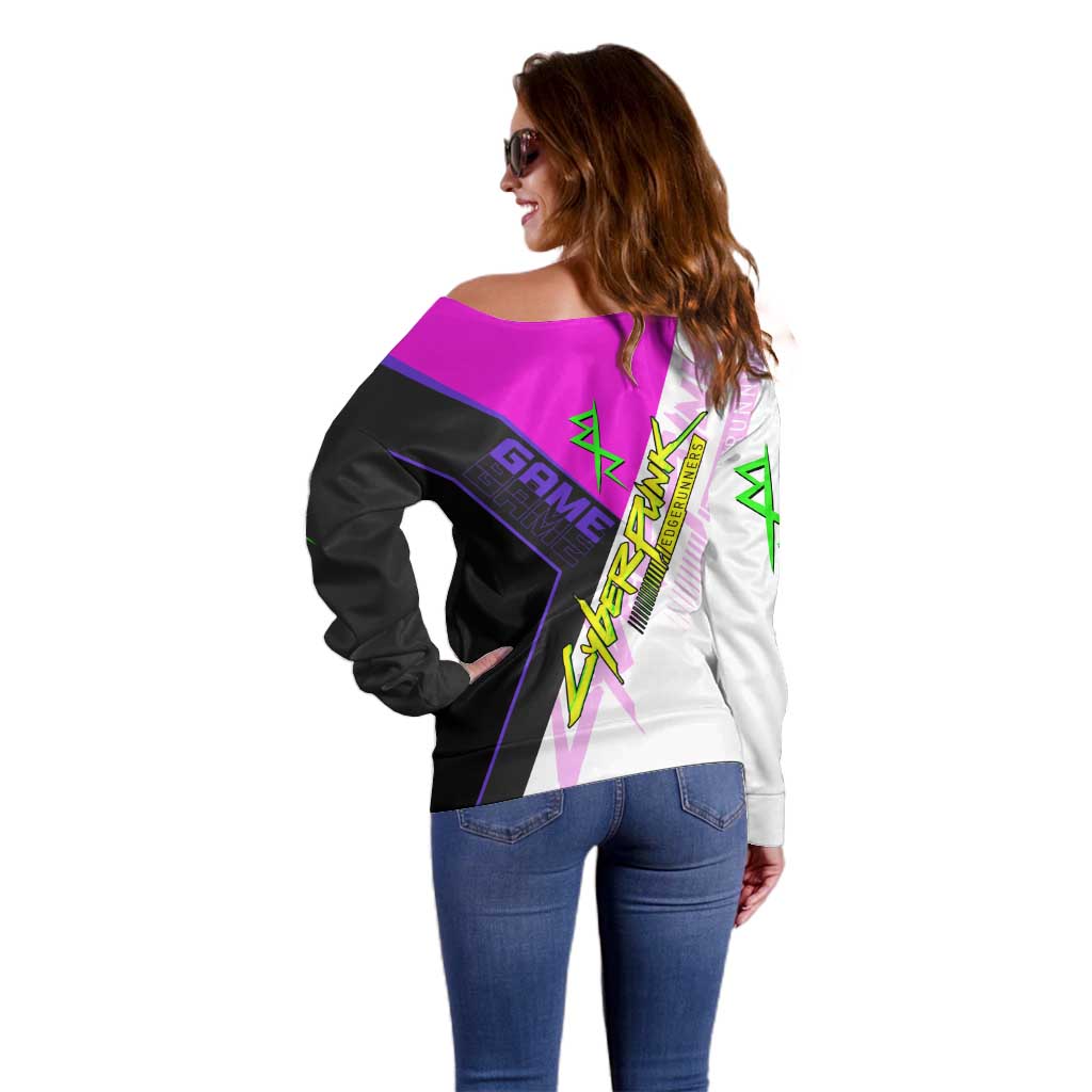 Lucy Cyberpunk Edgerunners Off Shoulder Sweater Neon Techwear Anime Style