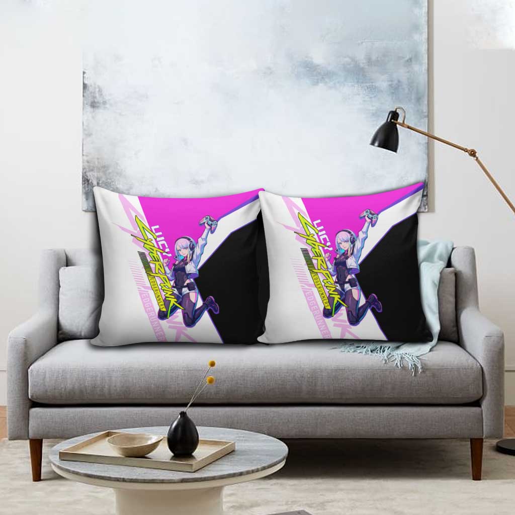 Lucy Cyberpunk Edgerunners Pillow Cover Neon Techwear Anime Style
