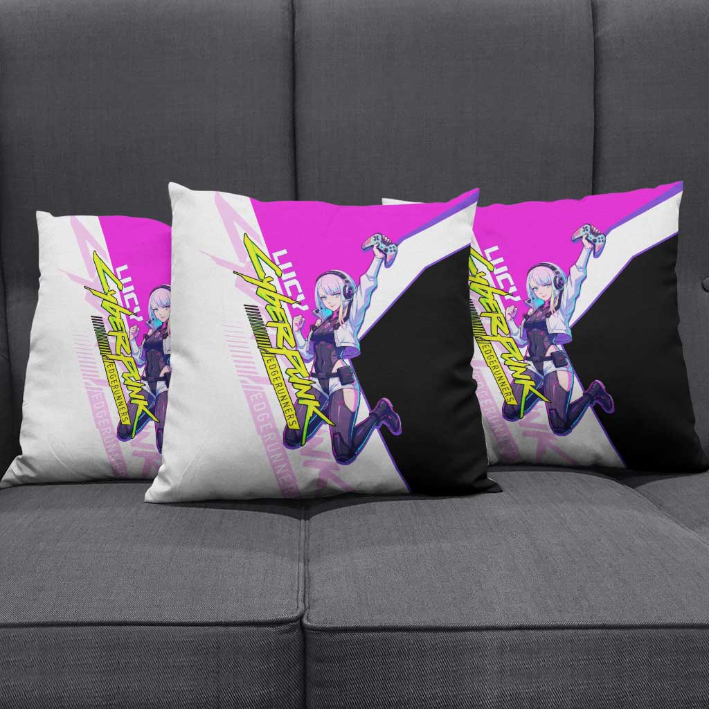 Lucy Cyberpunk Edgerunners Pillow Cover Neon Techwear Anime Style