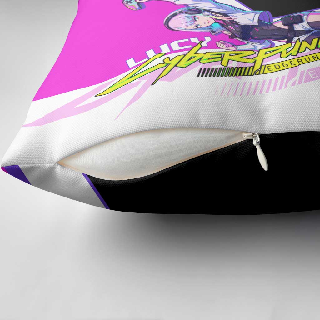 Lucy Cyberpunk Edgerunners Pillow Cover Neon Techwear Anime Style