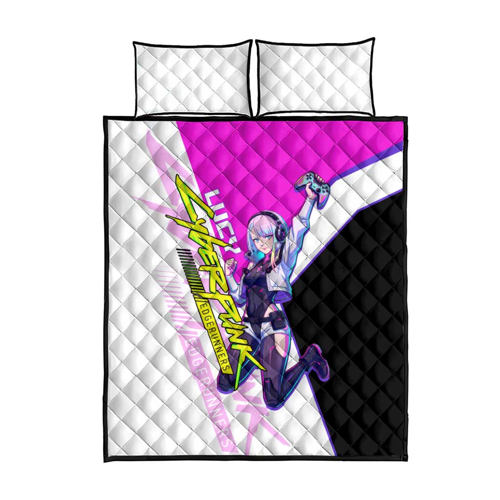 Lucy Cyberpunk Edgerunners Quilt Bed Set Neon Techwear Anime Style