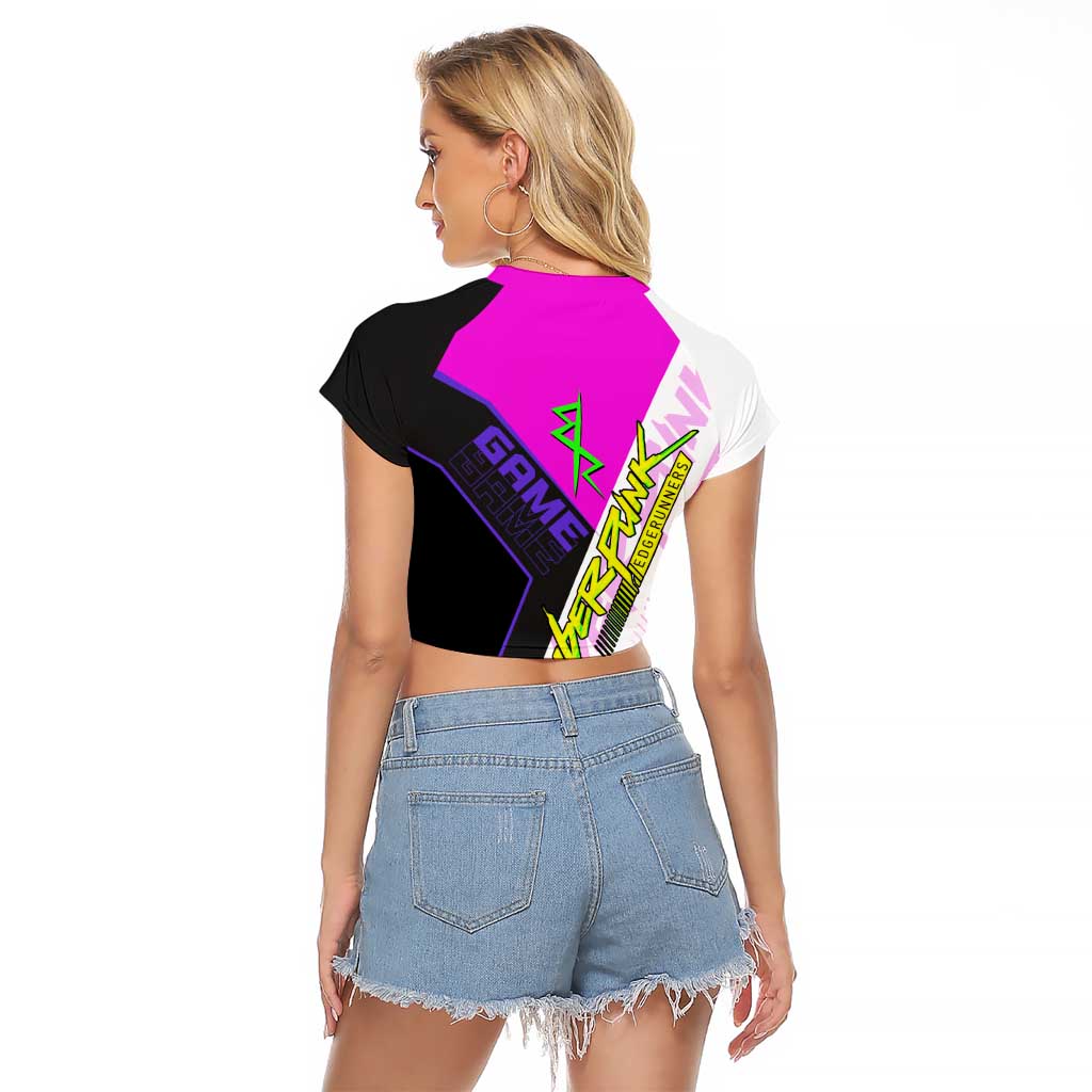 Lucy Cyberpunk Edgerunners Raglan Cropped T Shirt Neon Techwear Anime Style