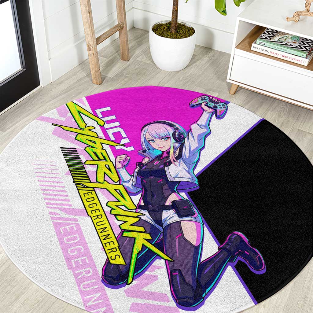 Lucy Cyberpunk Edgerunners Round Carpet Neon Techwear Anime Style