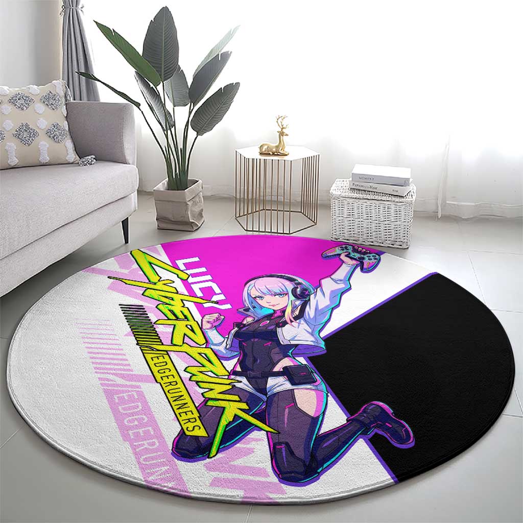 Lucy Cyberpunk Edgerunners Round Carpet Neon Techwear Anime Style