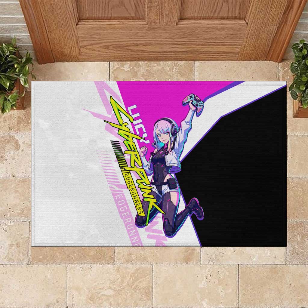 Lucy Cyberpunk Edgerunners Rubber Doormat Neon Techwear Anime Style
