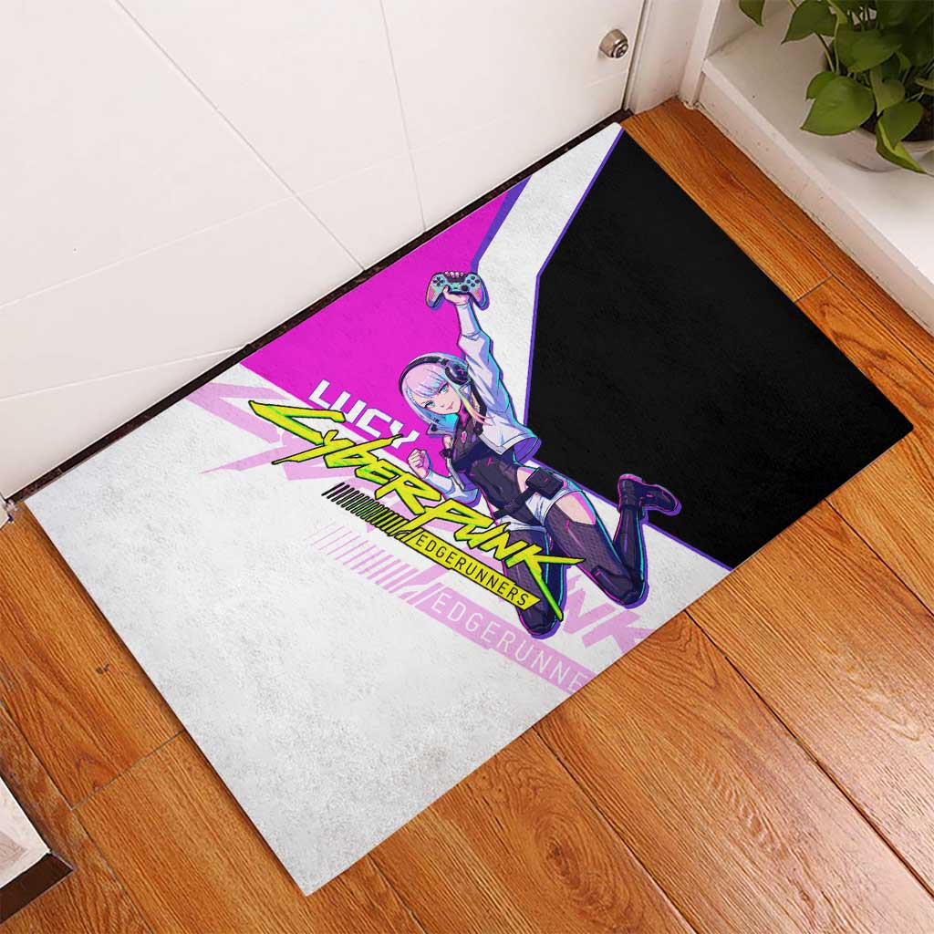 Lucy Cyberpunk Edgerunners Rubber Doormat Neon Techwear Anime Style