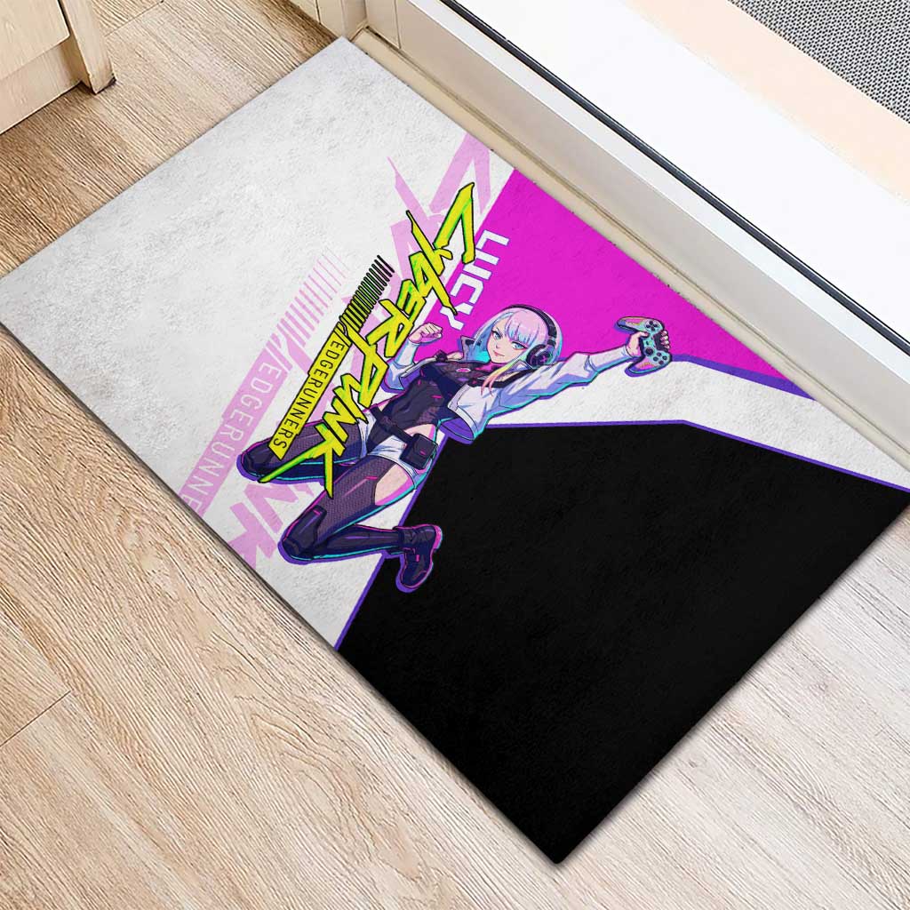 Lucy Cyberpunk Edgerunners Rubber Doormat Neon Techwear Anime Style