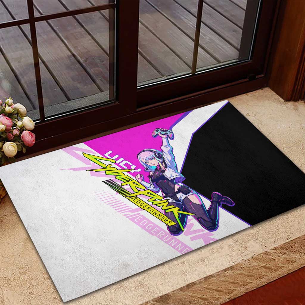 Lucy Cyberpunk Edgerunners Rubber Doormat Neon Techwear Anime Style