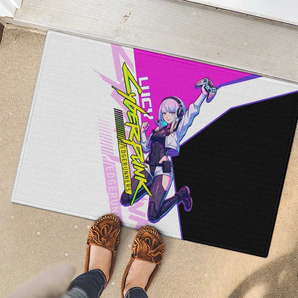 Lucy Cyberpunk Edgerunners Rubber Doormat Neon Techwear Anime Style