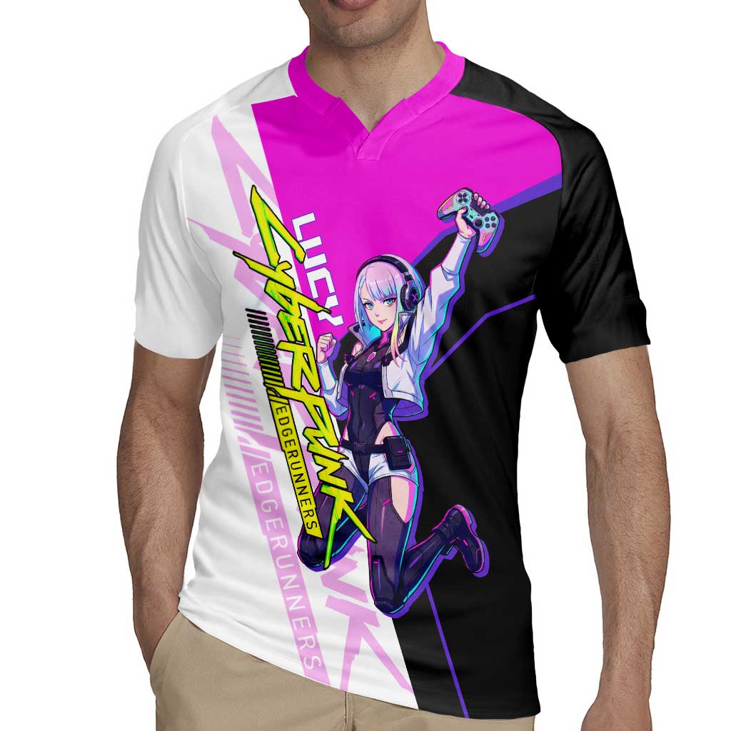 Lucy Cyberpunk Edgerunners Rugby Jersey Neon Techwear Anime Style