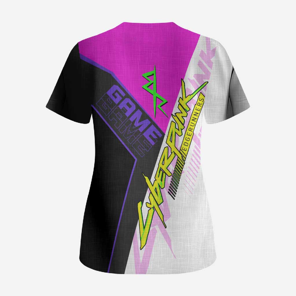 Lucy Cyberpunk Edgerunners Scrub Top Neon Techwear Anime Style