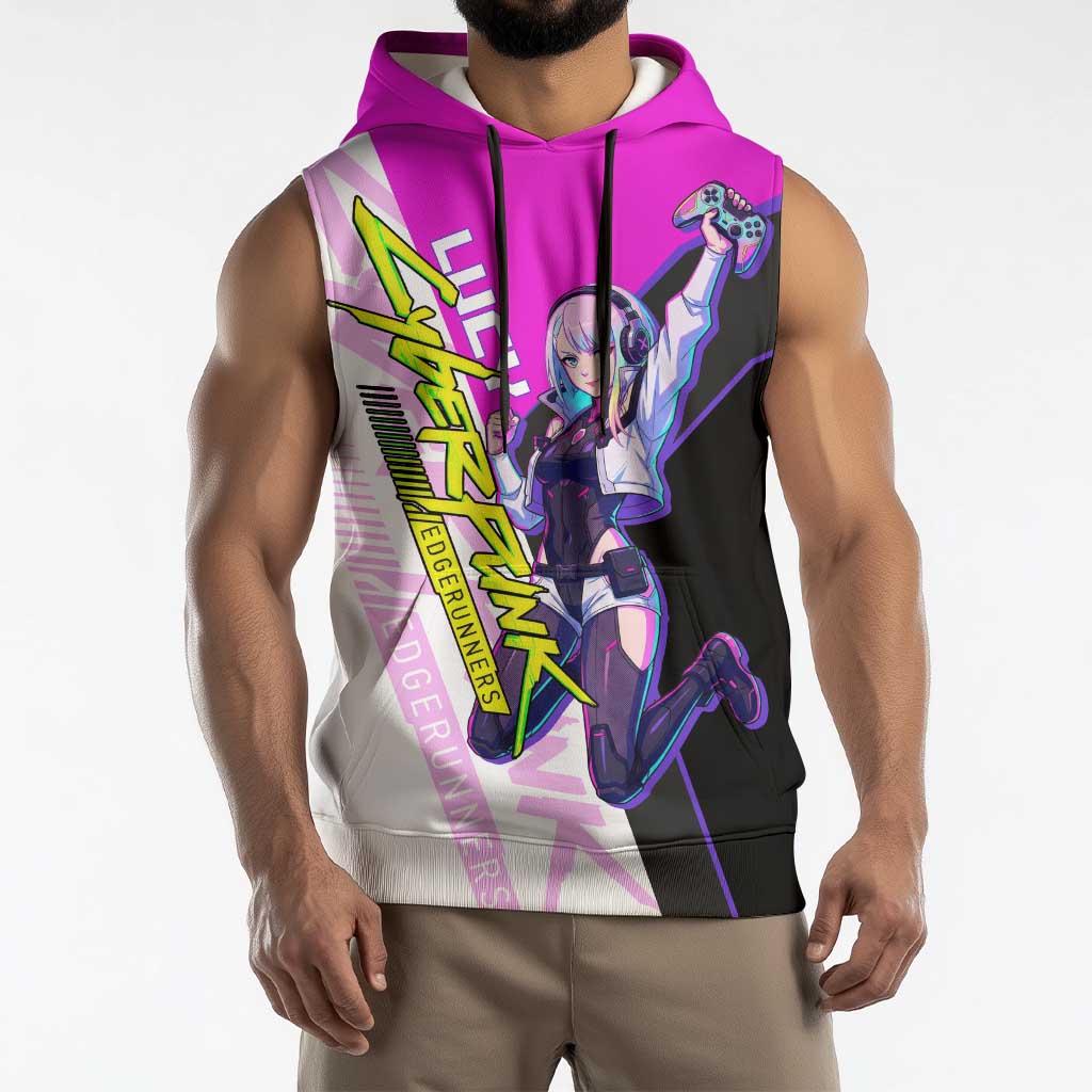 Lucy Cyberpunk Edgerunners Sleeveless Hoodie Neon Techwear Anime Style