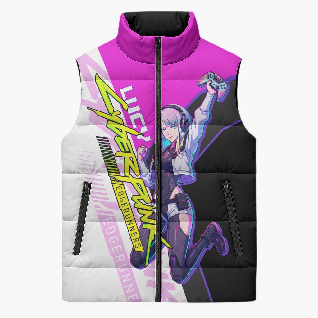 Lucy Cyberpunk Edgerunners Sleeveless Puffer Jacket Neon Techwear Anime Style