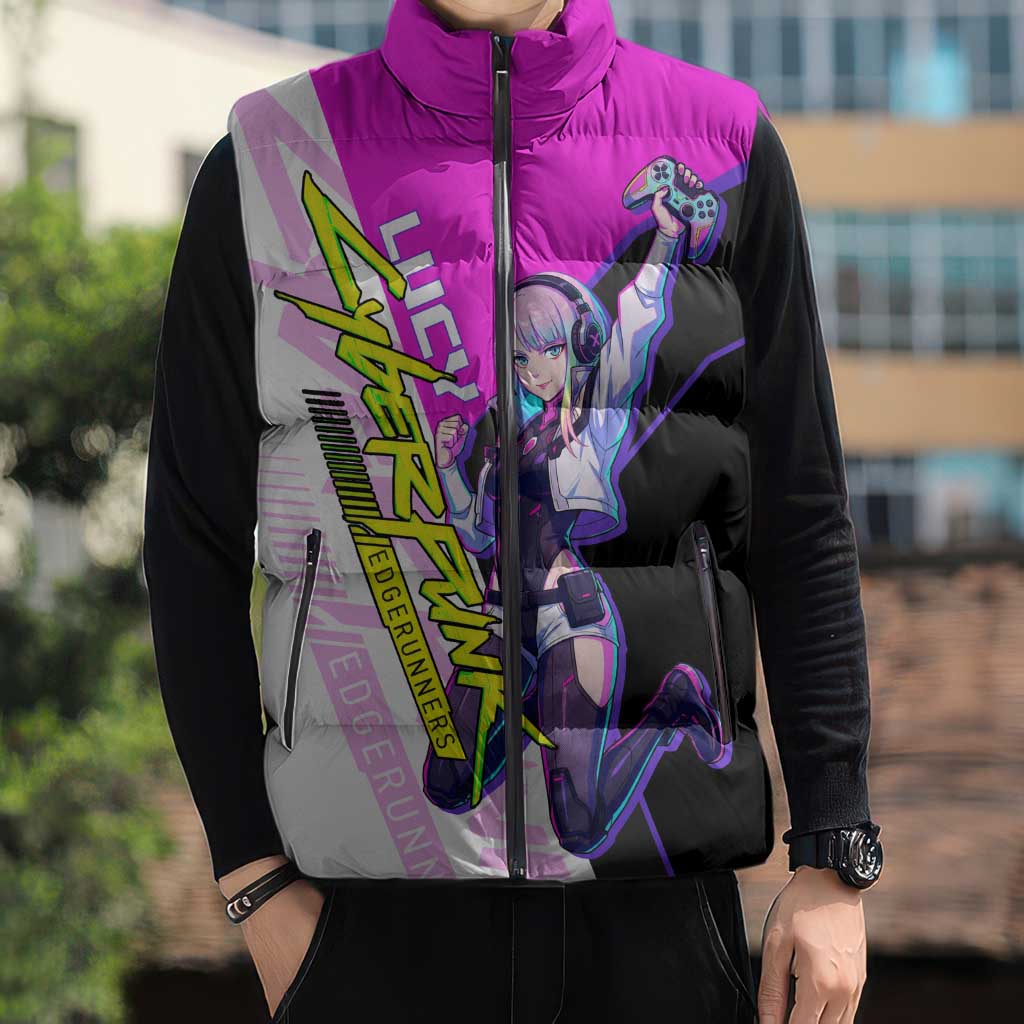 Lucy Cyberpunk Edgerunners Sleeveless Puffer Jacket Neon Techwear Anime Style
