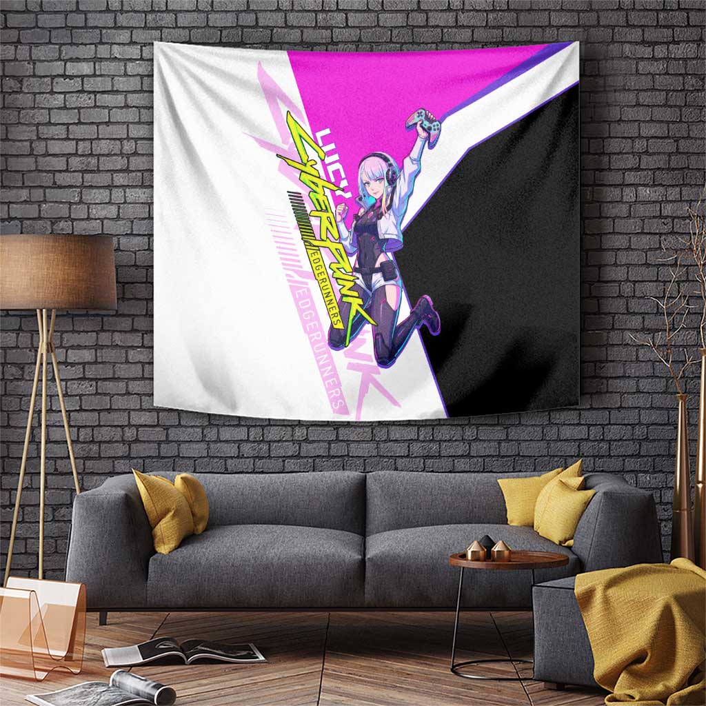 Lucy Cyberpunk Edgerunners Tapestry Neon Techwear Anime Style