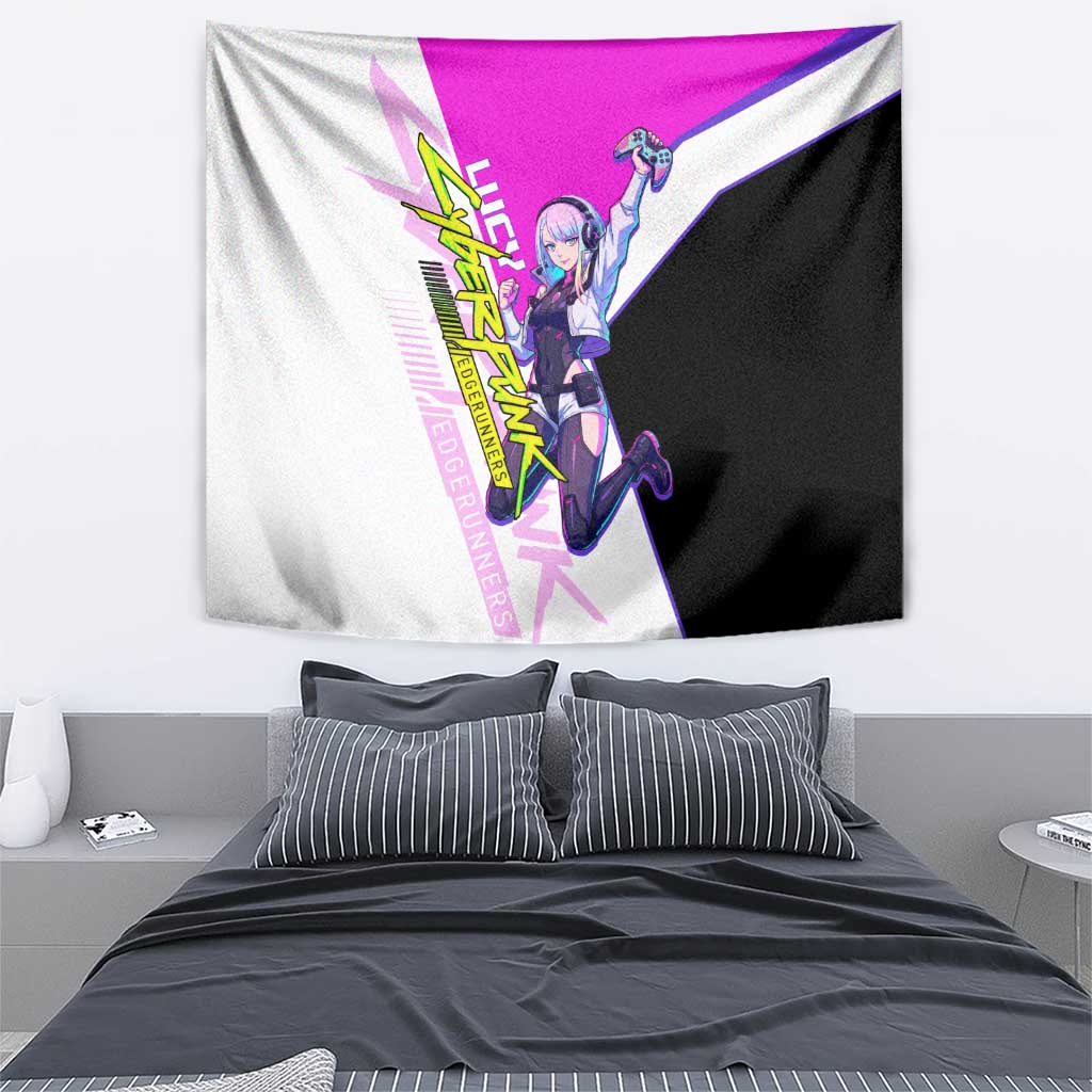 Lucy Cyberpunk Edgerunners Tapestry Neon Techwear Anime Style
