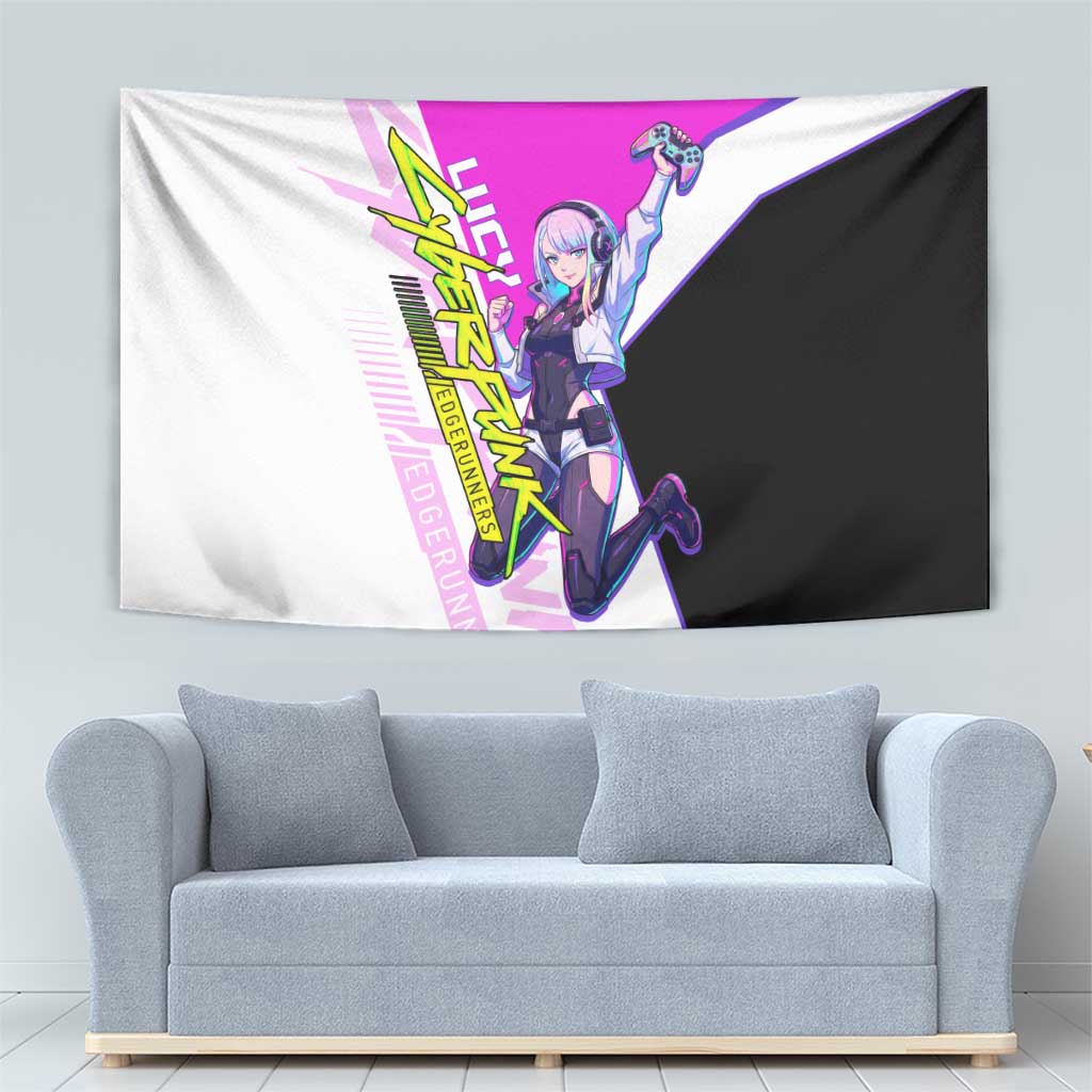 Lucy Cyberpunk Edgerunners Tapestry Neon Techwear Anime Style