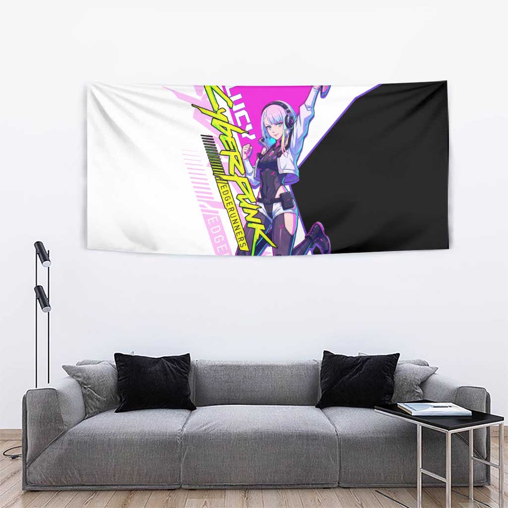 Lucy Cyberpunk Edgerunners Tapestry Neon Techwear Anime Style
