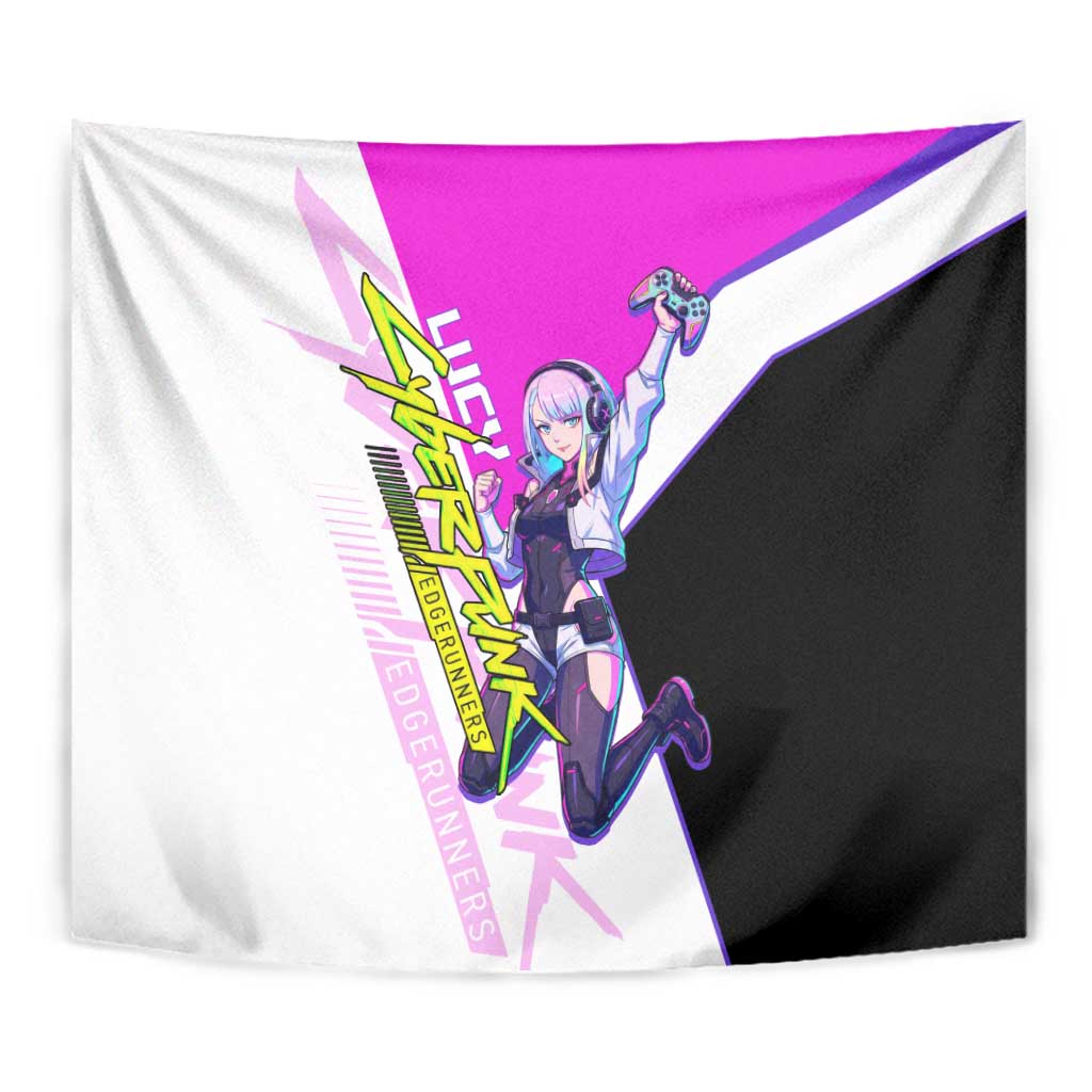 Lucy Cyberpunk Edgerunners Tapestry Neon Techwear Anime Style