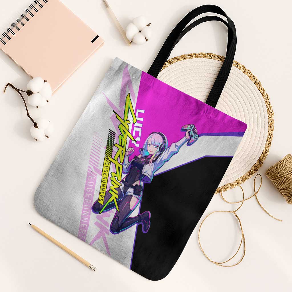 Lucy Cyberpunk Edgerunners Tote Bag Neon Techwear Anime Style