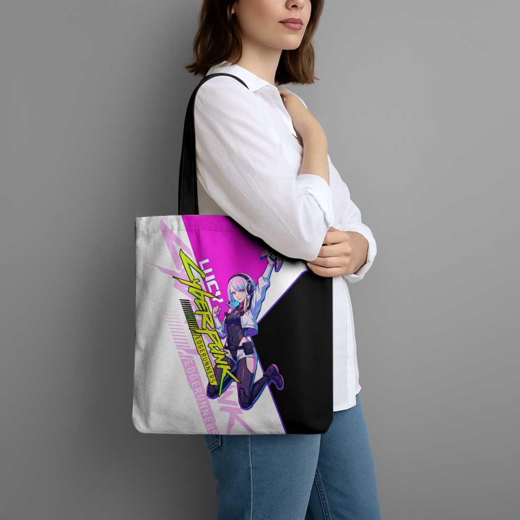 Lucy Cyberpunk Edgerunners Tote Bag Neon Techwear Anime Style