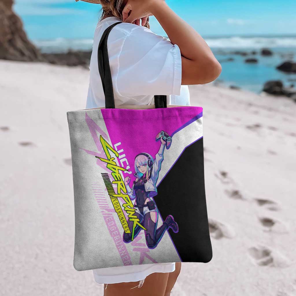 Lucy Cyberpunk Edgerunners Tote Bag Neon Techwear Anime Style