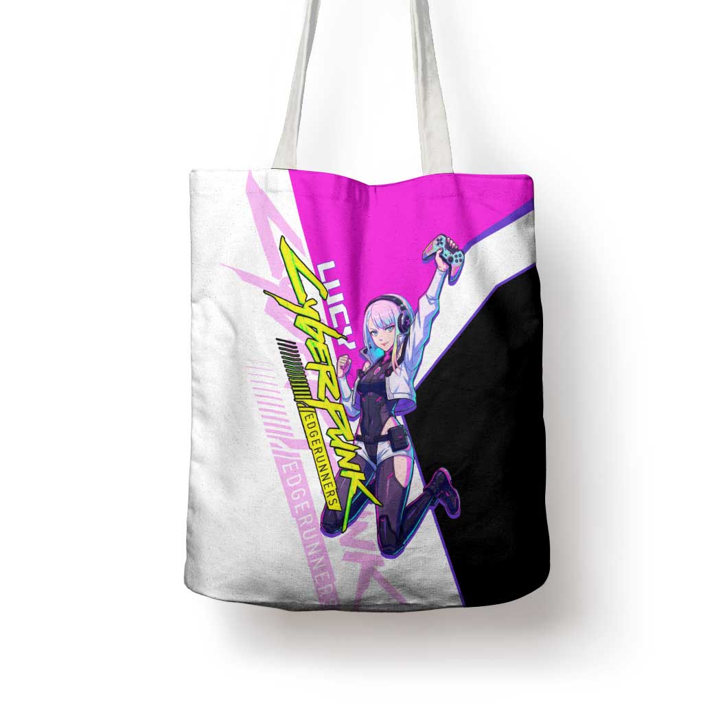 Lucy Cyberpunk Edgerunners Tote Bag Neon Techwear Anime Style