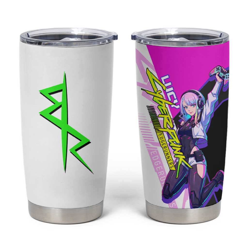 Lucy Cyberpunk Edgerunners Tumbler Cup Neon Techwear Anime Style