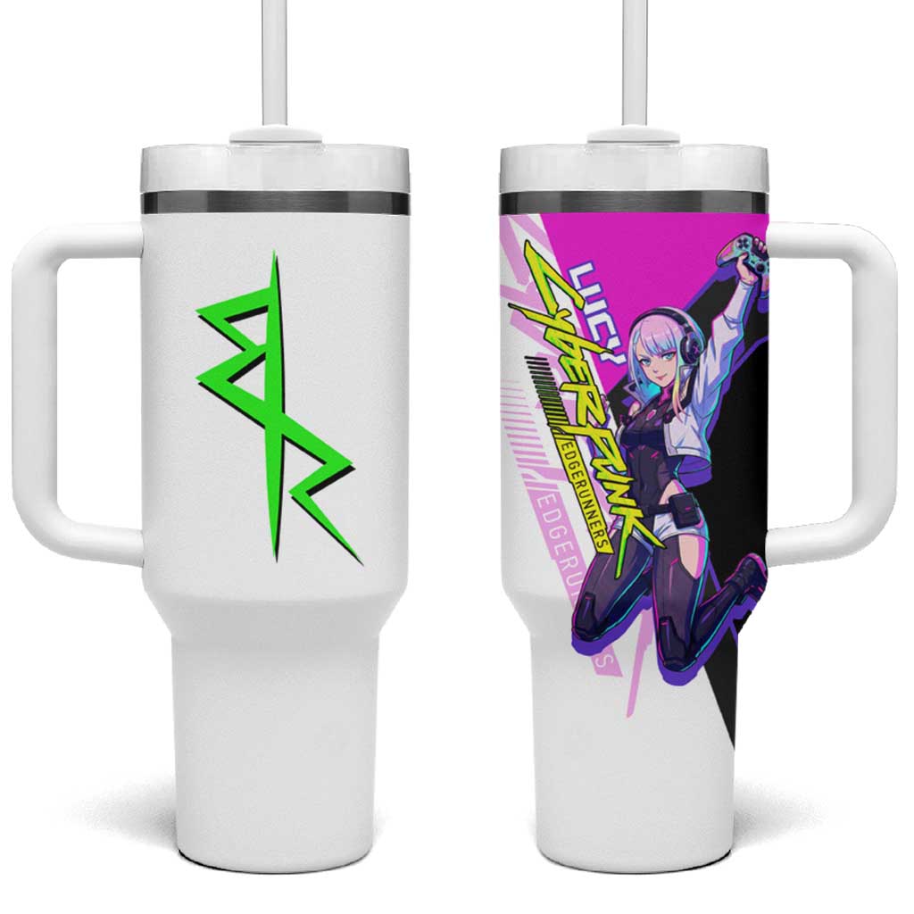 Lucy Cyberpunk Edgerunners Tumbler With Handle Neon Techwear Anime Style