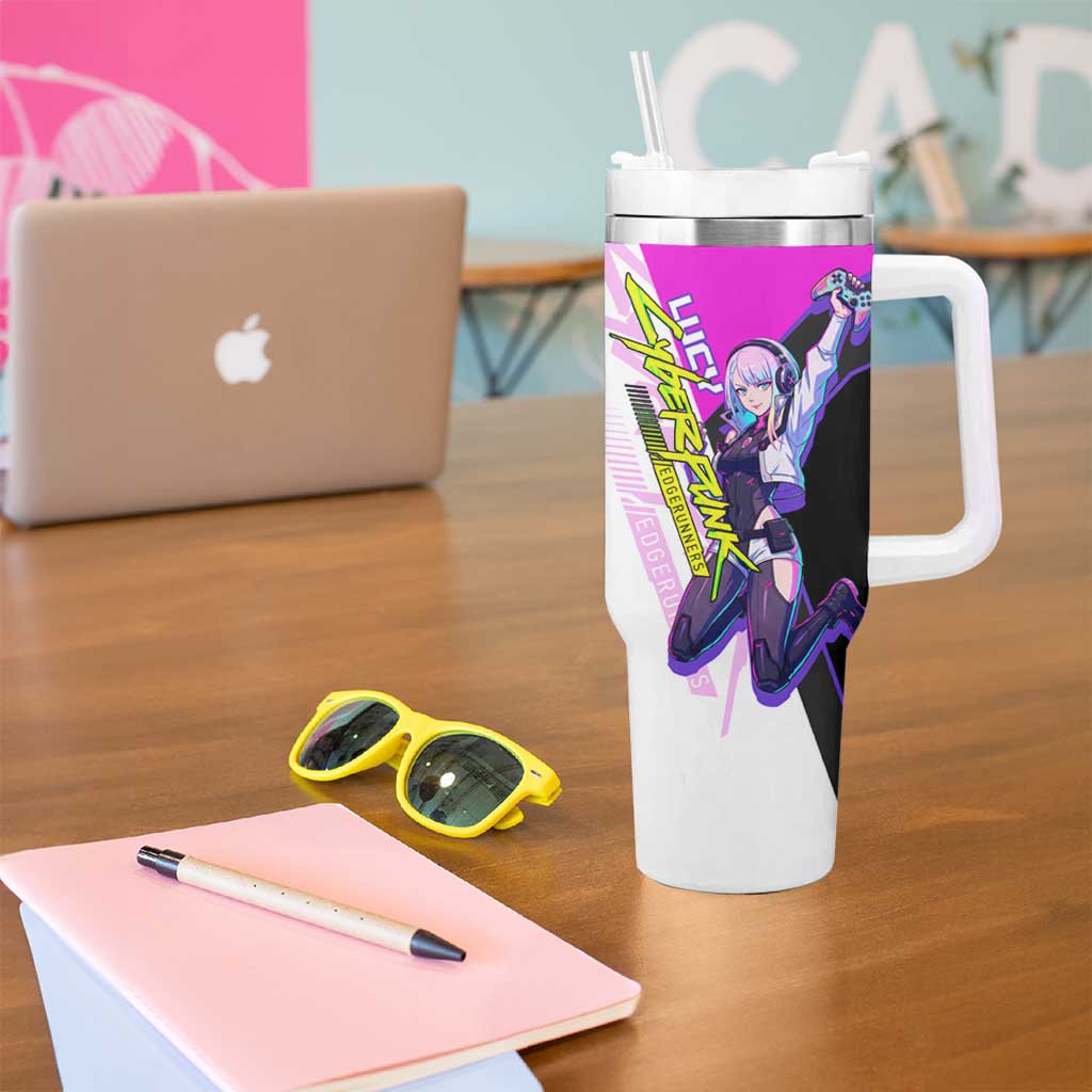 Lucy Cyberpunk Edgerunners Tumbler With Handle Neon Techwear Anime Style