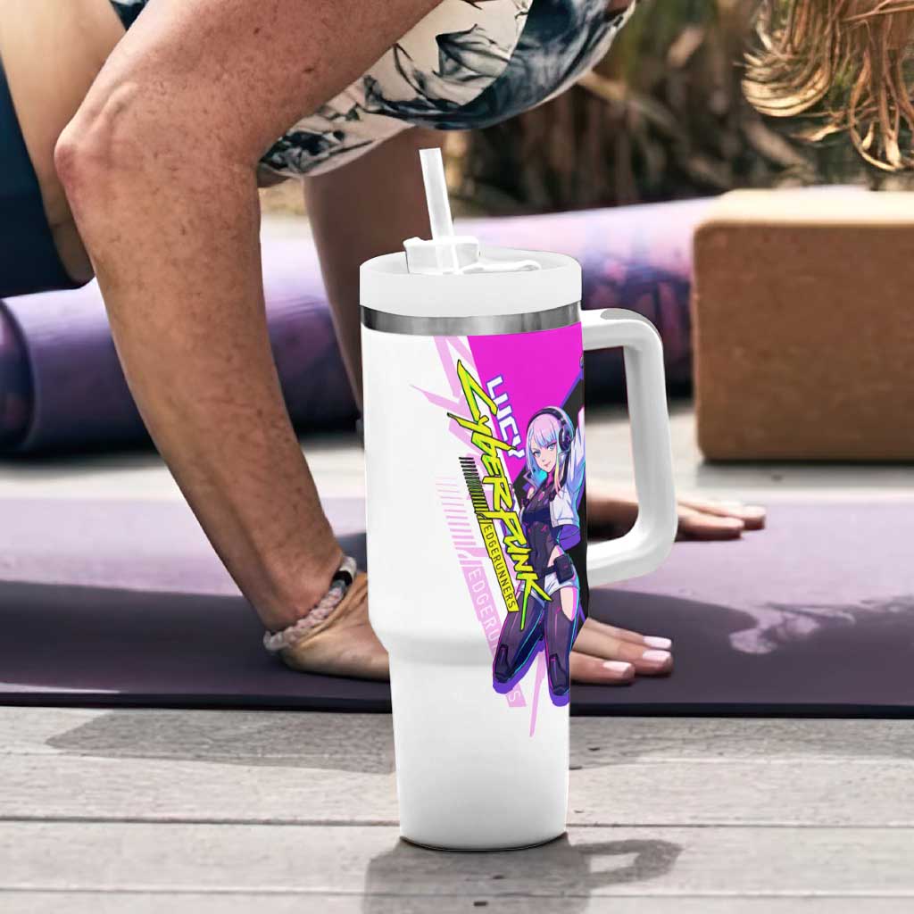 Lucy Cyberpunk Edgerunners Tumbler With Handle Neon Techwear Anime Style