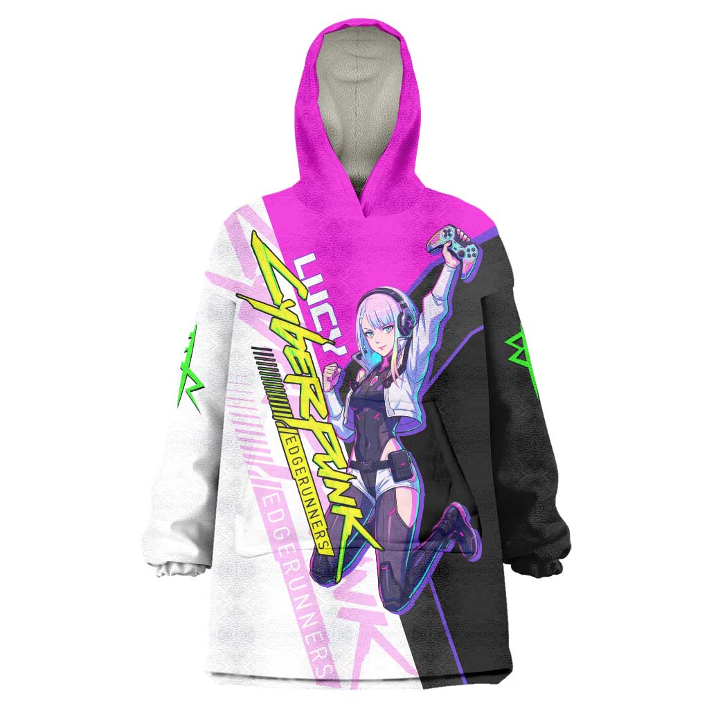 Lucy Cyberpunk Edgerunners Wearable Blanket Hoodie Neon Techwear Anime Style
