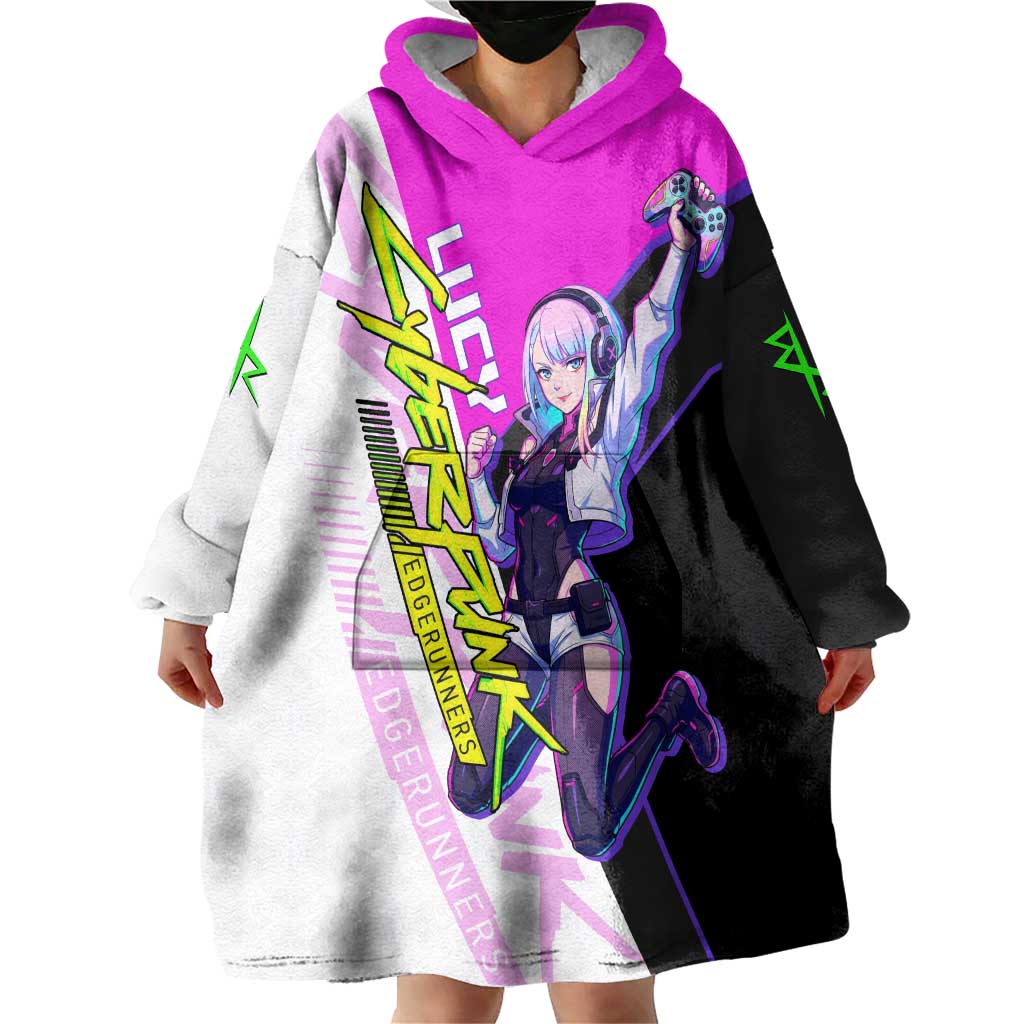 Lucy Cyberpunk Edgerunners Wearable Blanket Hoodie Neon Techwear Anime Style
